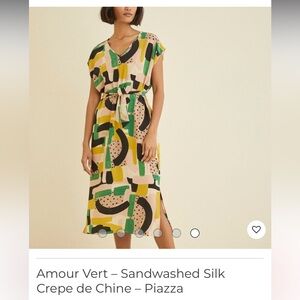 Amour Vert piazza pattern washable silk dress size xl